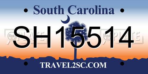 SH15514 South Carolina License Plate