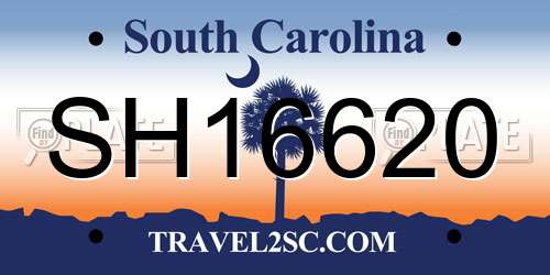 SH16620 South Carolina License Plate