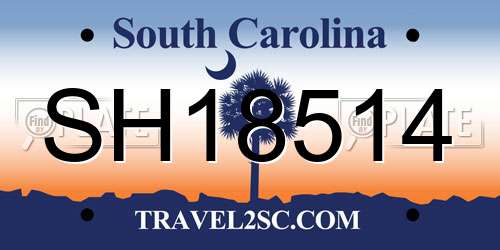 SH18514 South Carolina License Plate