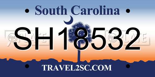 SH18532 South Carolina License Plate