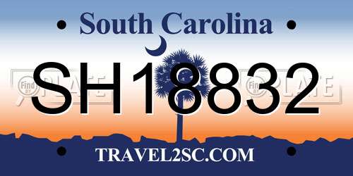SH18832 South Carolina License Plate