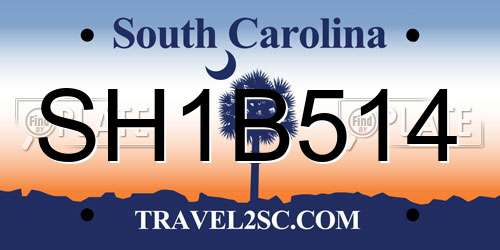 SH1B514 South Carolina License Plate