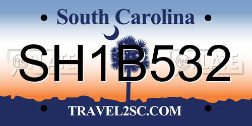 SH1B532 South Carolina License Plate