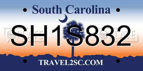 SH1S832 South Carolina License Plate