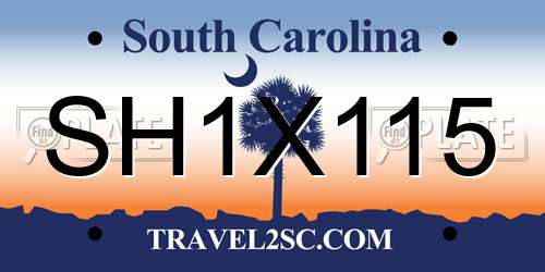 SH1X115 South Carolina License Plate