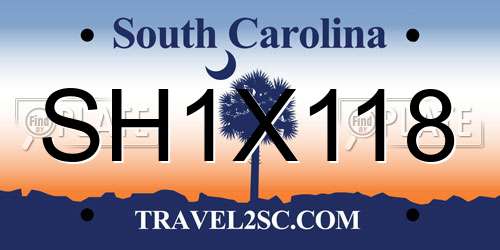 SH1X118 South Carolina License Plate