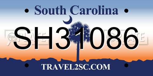 SH31086 South Carolina License Plate