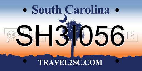 SH3I056 South Carolina License Plate