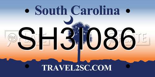 SH3I086 South Carolina License Plate