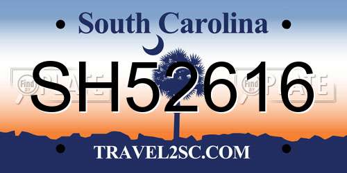 SH52616 South Carolina License Plate