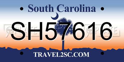 SH57616 South Carolina License Plate