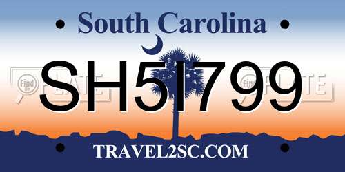 SH5I799 South Carolina License Plate