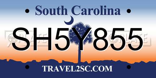 SH5Y855 South Carolina License Plate