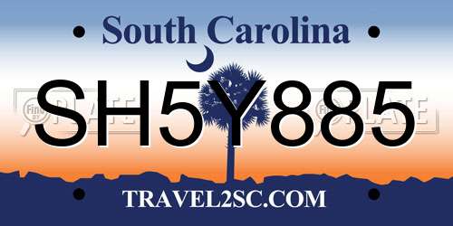 SH5Y885 South Carolina License Plate