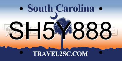 SH5Y888 South Carolina License Plate