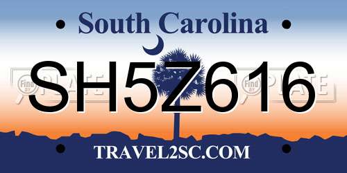 SH5Z616 South Carolina License Plate