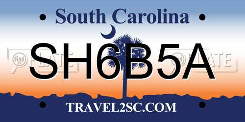 SH6B5A South Carolina License Plate