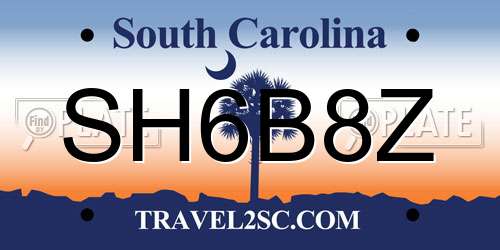 SH6B8Z South Carolina License Plate