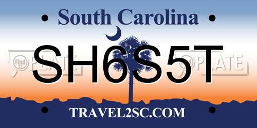 SH6S5T South Carolina License Plate