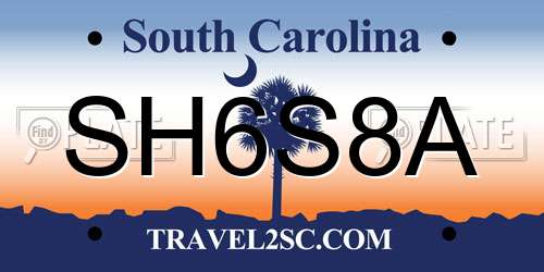 SH6S8A South Carolina License Plate