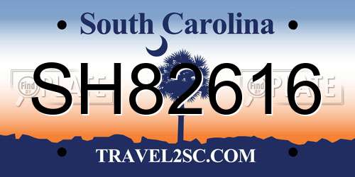 SH82616 South Carolina License Plate