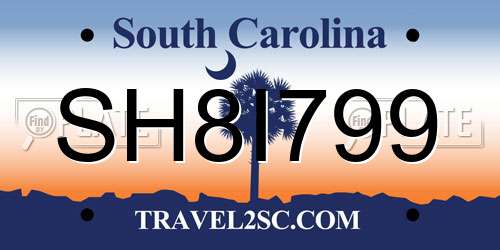 SH8I799 South Carolina License Plate