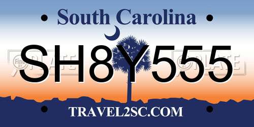 SH8Y555 South Carolina License Plate