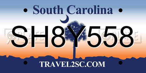 SH8Y558 South Carolina License Plate