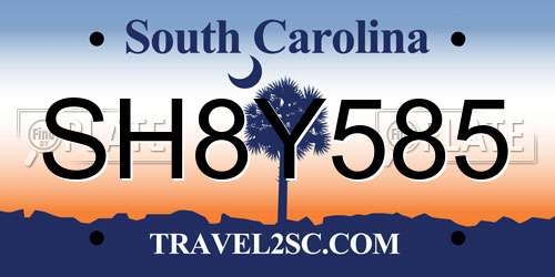 SH8Y585 South Carolina License Plate