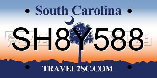 SH8Y588 South Carolina License Plate