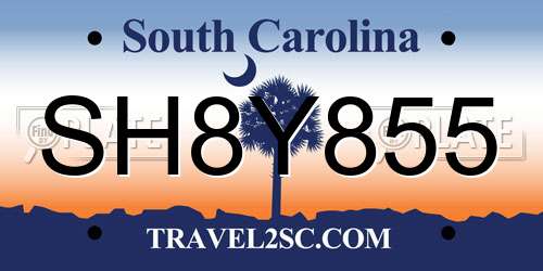 SH8Y855 South Carolina License Plate
