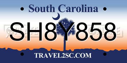 SH8Y858 South Carolina License Plate