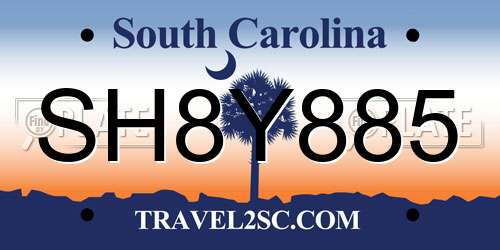 SH8Y885 South Carolina License Plate