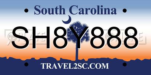 SH8Y888 South Carolina License Plate