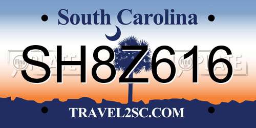 SH8Z616 South Carolina License Plate