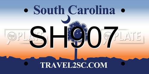 SH907 South Carolina License Plate