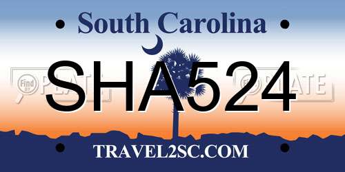 SHA524 South Carolina License Plate