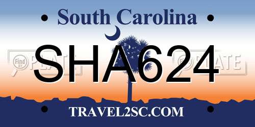 SHA624 South Carolina License Plate