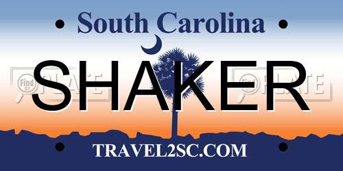 SHAKER South Carolina License Plate