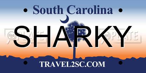 SHARKY South Carolina License Plate