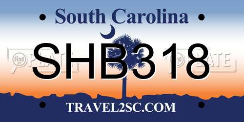 SHB318 South Carolina License Plate