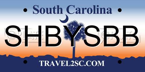 SHBYSBB South Carolina License Plate