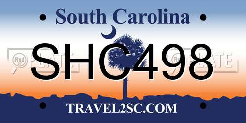 SHC498 South Carolina License Plate