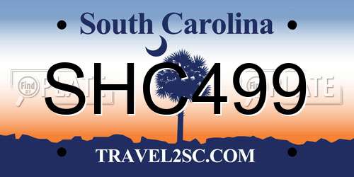 SHC499 South Carolina License Plate