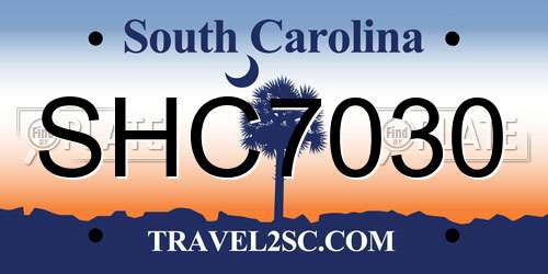 SHC7030 South Carolina License Plate