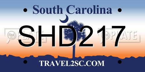 SHD217 South Carolina License Plate