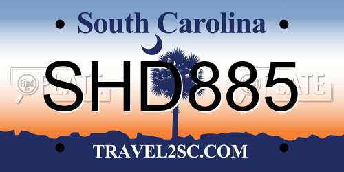 SHD885 South Carolina License Plate