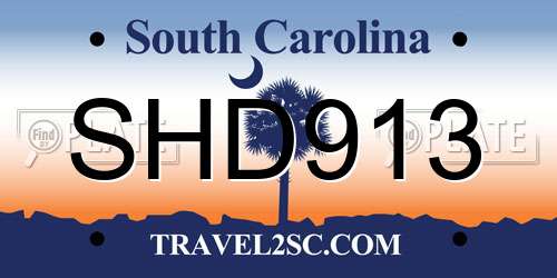 SHD913 South Carolina License Plate