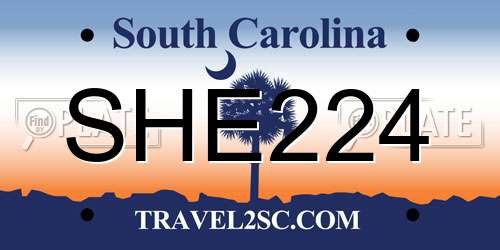 SHE224 South Carolina License Plate