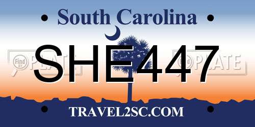 SHE447 South Carolina License Plate